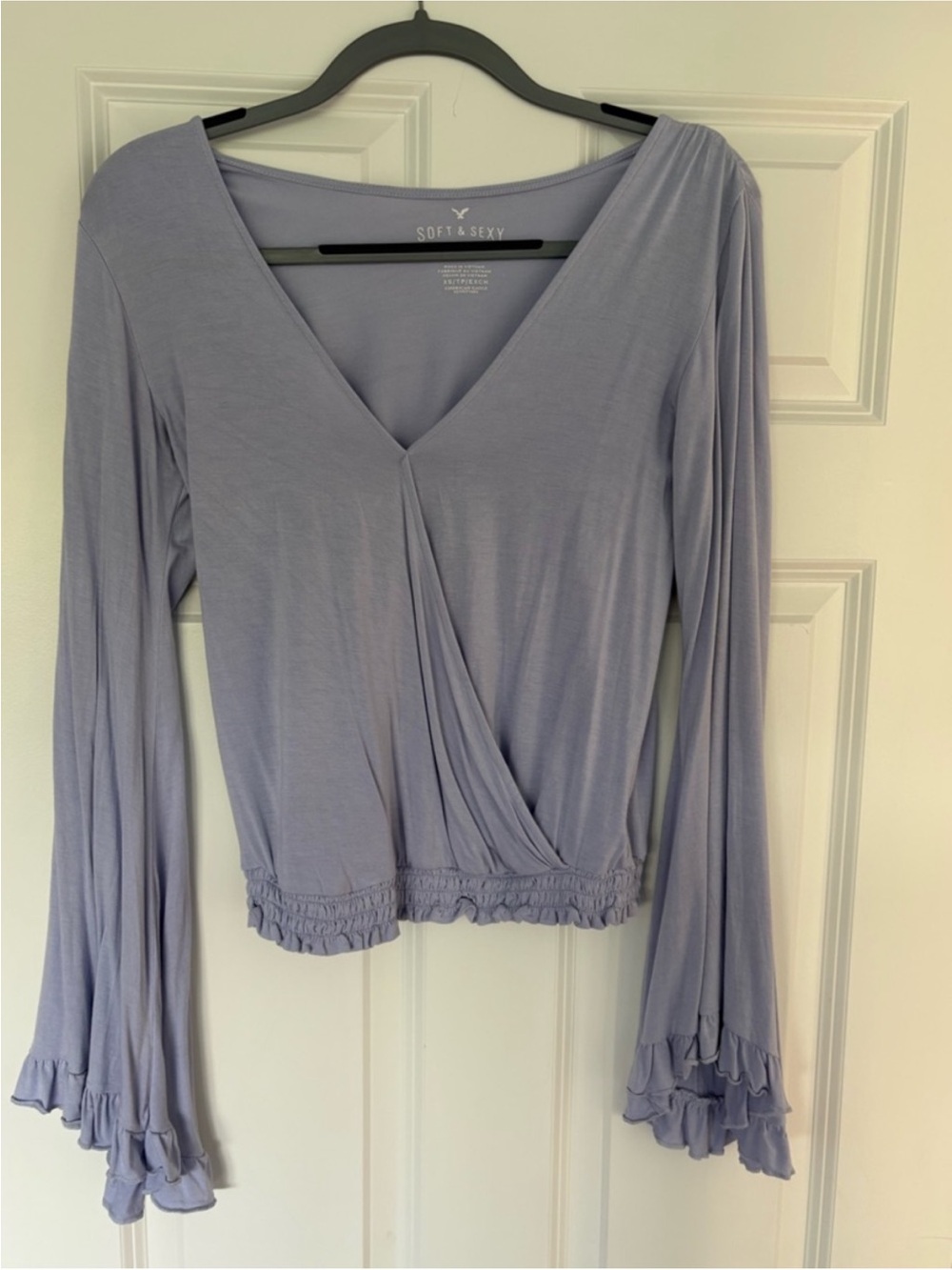 NWOT American Eagle Outfitters Lavender Wrap-Front Long Sleeve Top